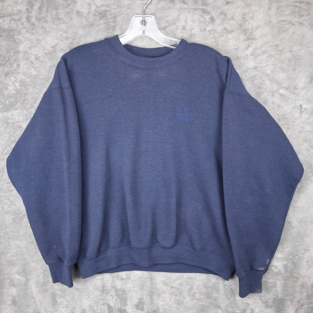 Vintage 90s Lee Heavyweight Sweatshirt Navy Anchor Made in USA Size Medium